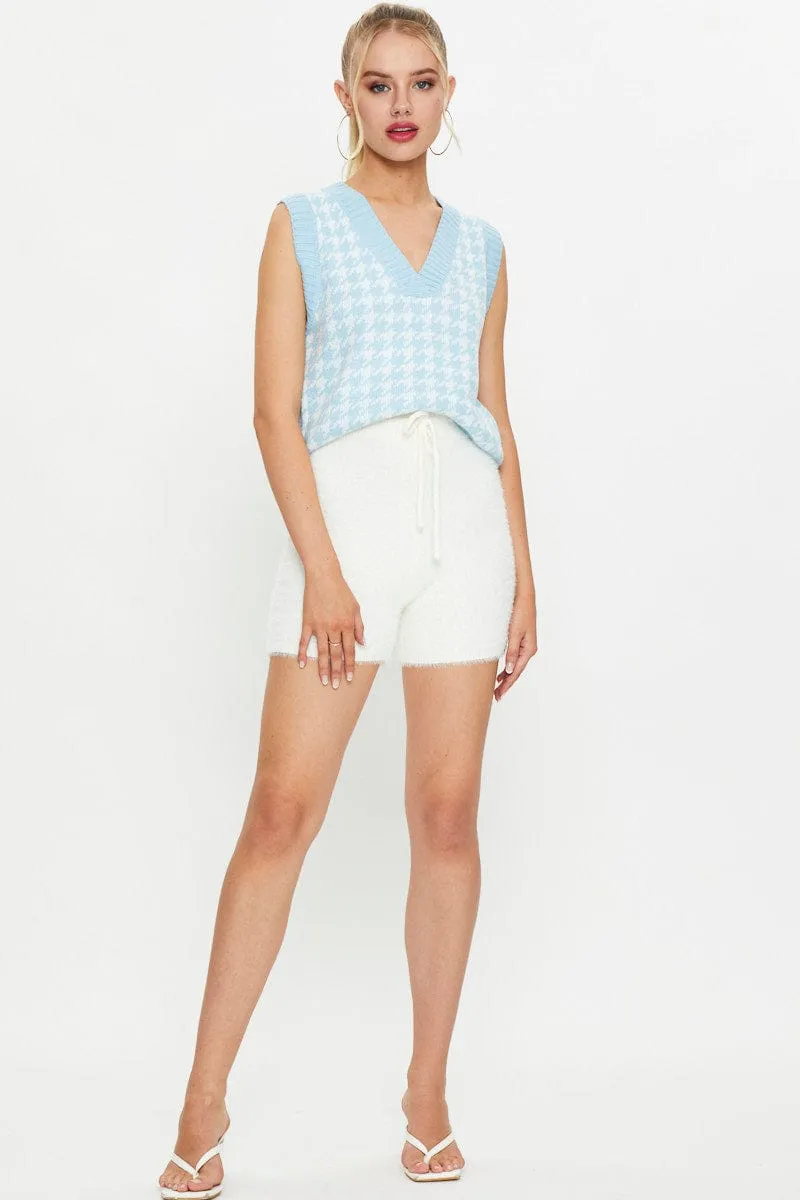 White Fluffy Knit Shorts sold by Ally Fashion product image thumbnail 3