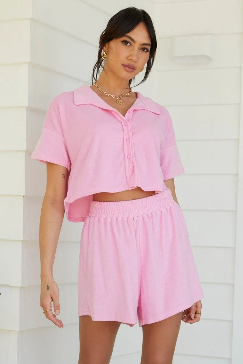 Pink Lounge Shirt Terry sold by Ally Fashion product image thumbnail 3