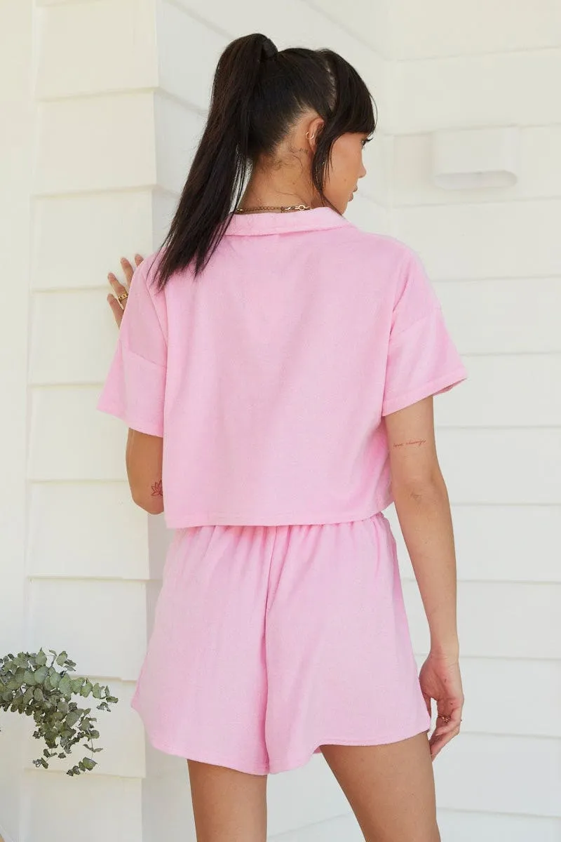 Pink Lounge Shirt Terry sold by Ally Fashion product image thumbnail 5