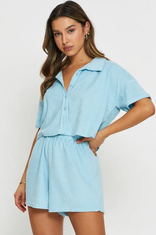 Blue Lounge Shirt Terry sold by Ally Fashion