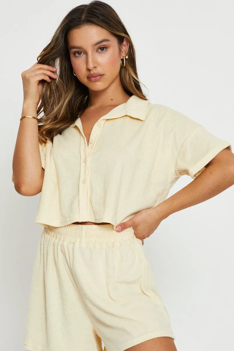 Yellow Lounge Shirt Terry sold by Ally Fashion product image thumbnail 3