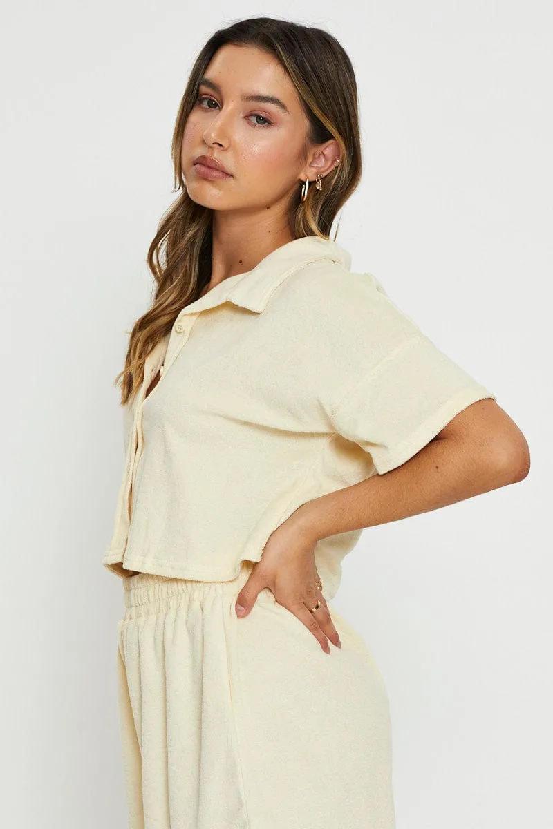 Yellow Lounge Shirt Terry sold by Ally Fashion product image thumbnail 4