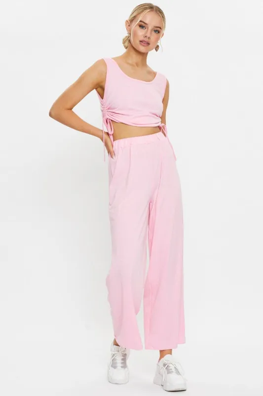 Pink Drawstring Ruched Set sold by Ally Fashion