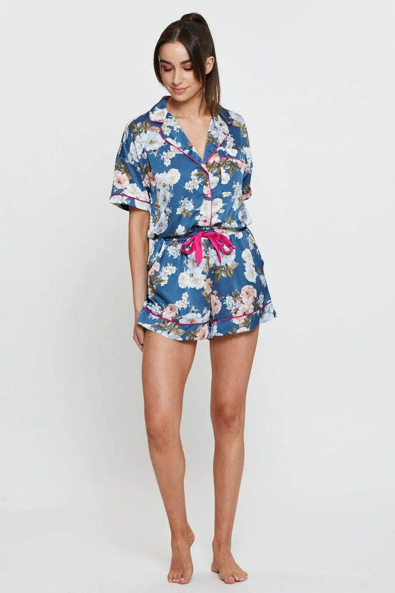 Green Print Contrast Piping Pajamas Set Satin sold by Ally Fashion product image thumbnail 2
