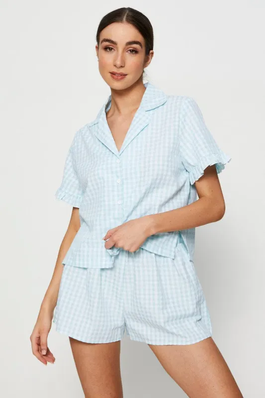 Check Rufflle Sleeve Pajamas Set Short Sleeve sold by Ally Fashion