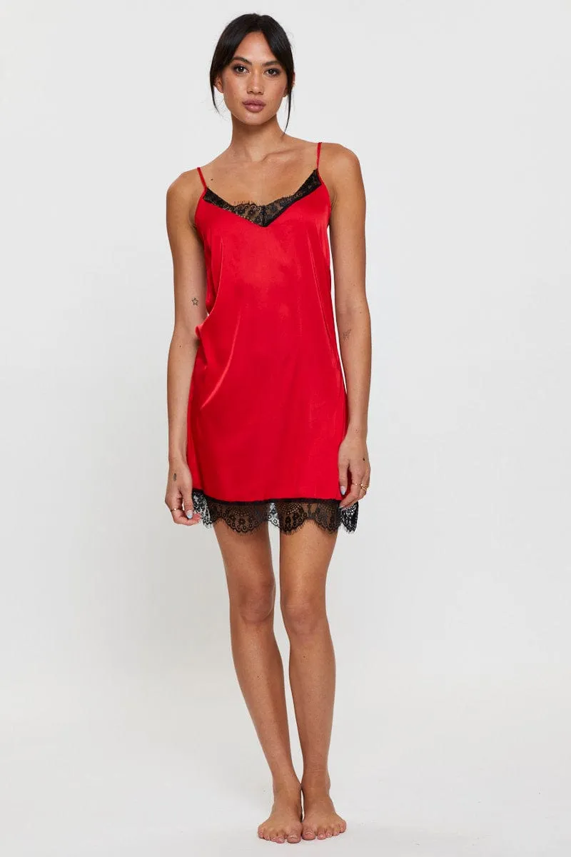 Red Satin Nightie Sleeveless sold by Ally Fashion product image thumbnail 2