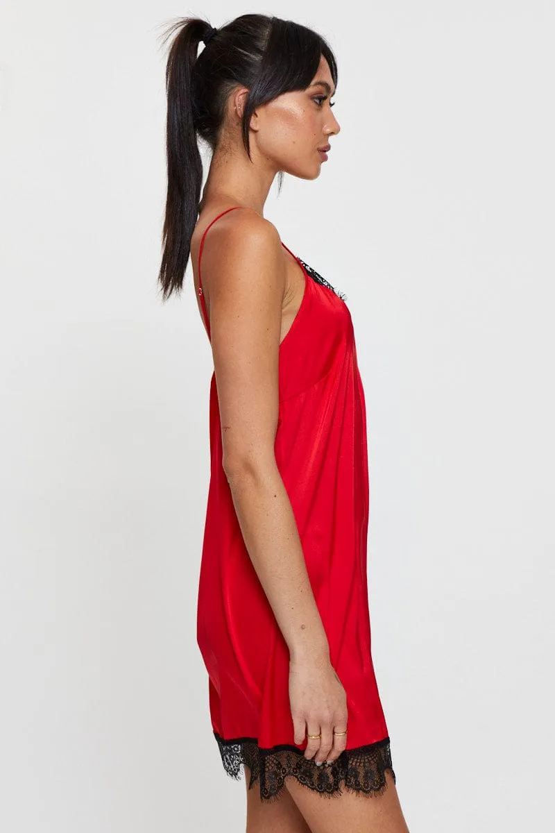 Red Satin Nightie Sleeveless sold by Ally Fashion product image thumbnail 4