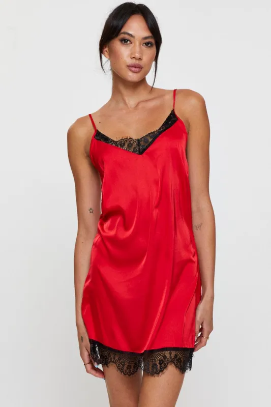 Red Satin Nightie Sleeveless sold by Ally Fashion