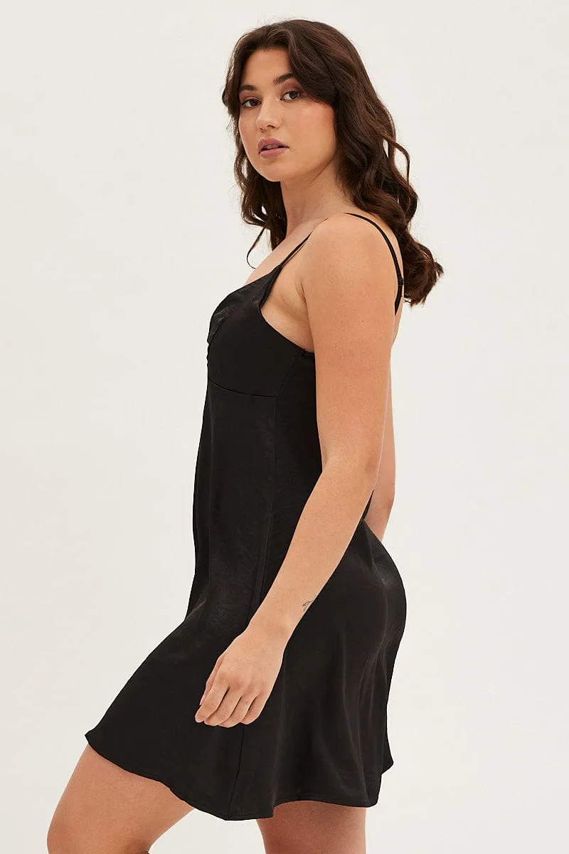 Black Satin Slip Sleeveless V-Neck Nightgown sold by Ally Fashion product image thumbnail 4
