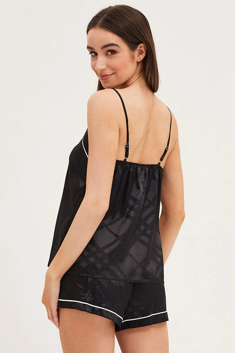 Black Satin Pajamas Set Sleeveless sold by Ally Fashion product image thumbnail 5