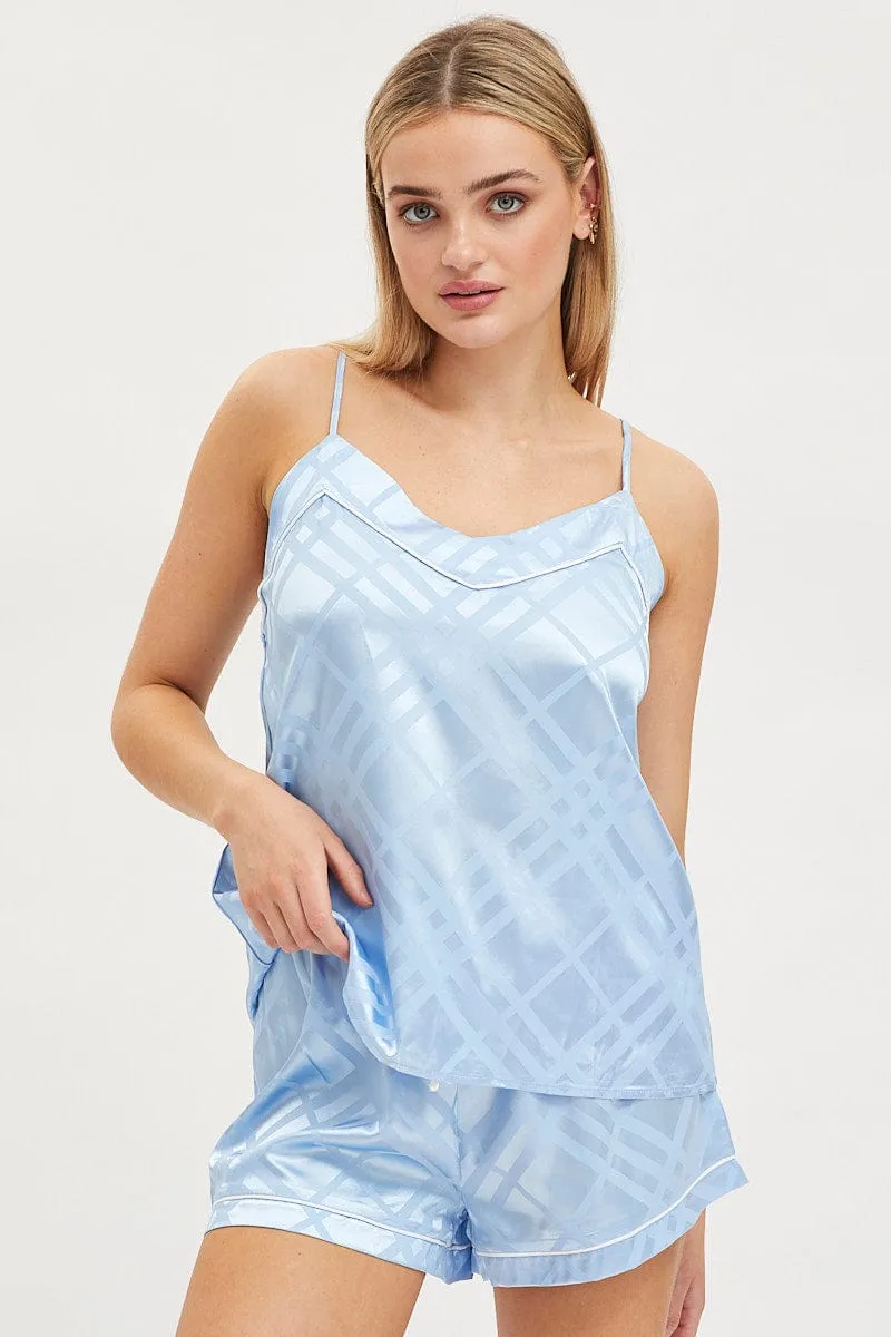 Blue Satin Pajamas Set Sleeveless sold by Ally Fashion product image thumbnail 3