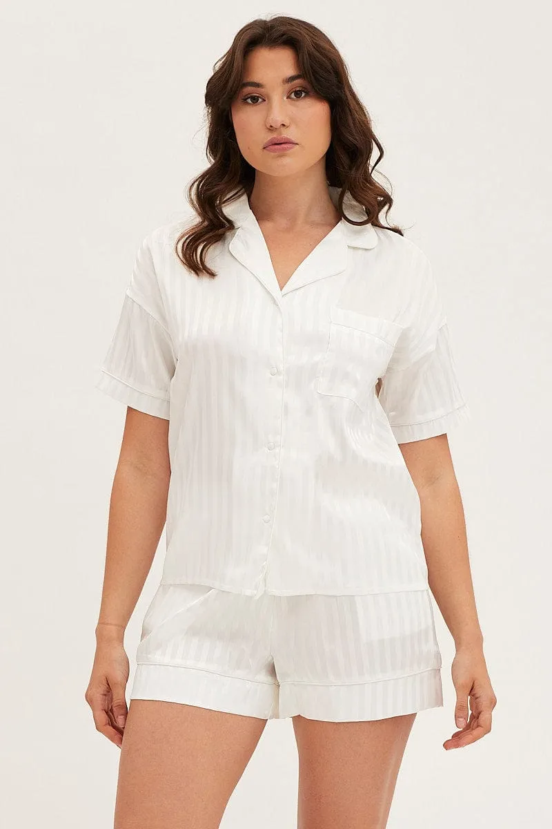 Stripe Satin Short Sleeve Top & Short Pj Set sold by Ally Fashion product image thumbnail 3