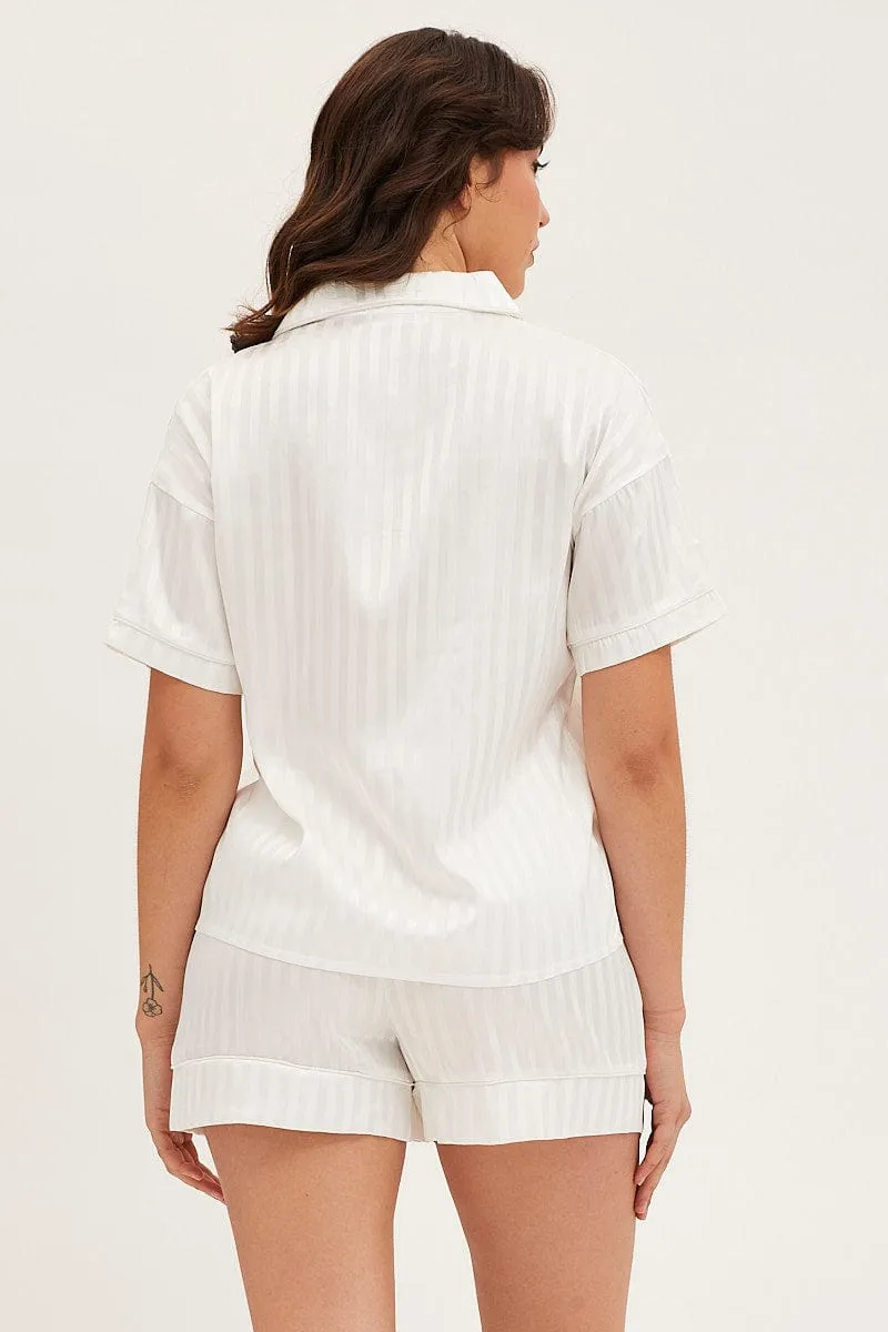 Stripe Satin Short Sleeve Top & Short Pj Set sold by Ally Fashion product image thumbnail 4