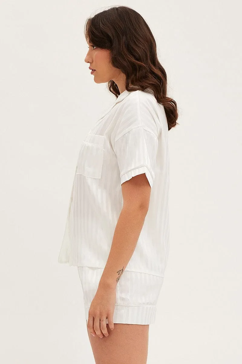 Stripe Satin Short Sleeve Top & Short Pj Set sold by Ally Fashion product image thumbnail 5