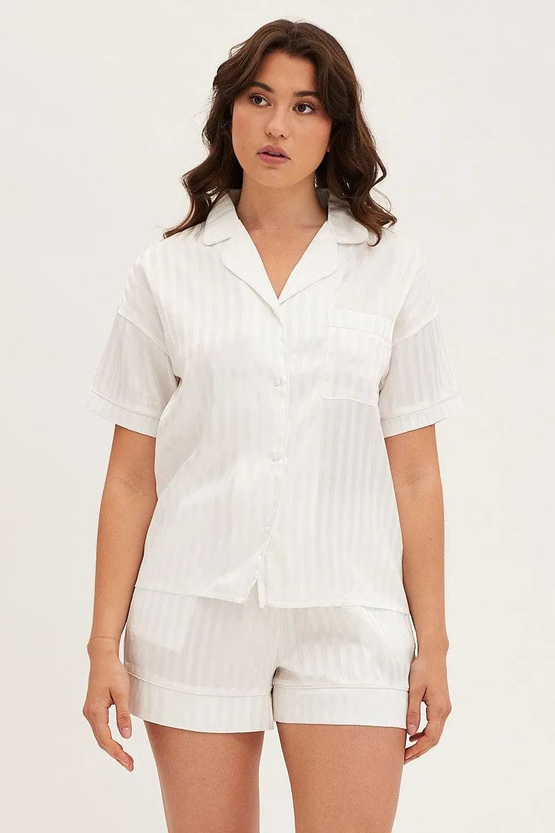 Stripe Satin Short Sleeve Top & Short Pj Set sold by Ally Fashion product image thumbnail 2