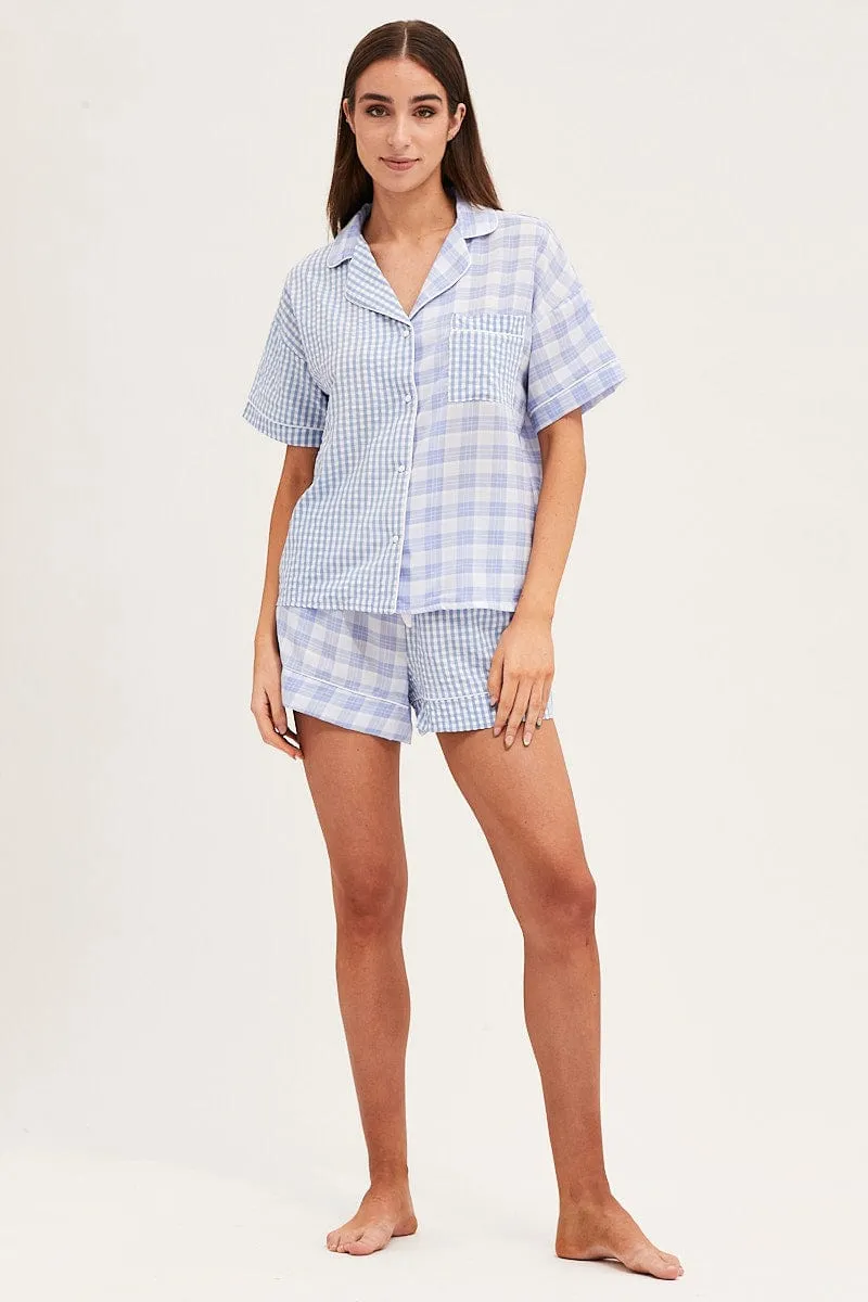 Check Short Sleeve Top And Pant Pj Set sold by Ally Fashion