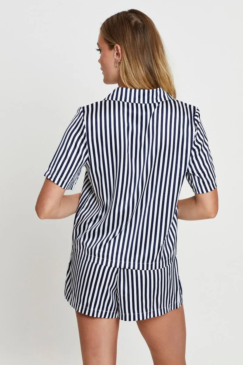 Stripe Satin Pajamas Set Short Sleeve sold by Ally Fashion product image thumbnail 5