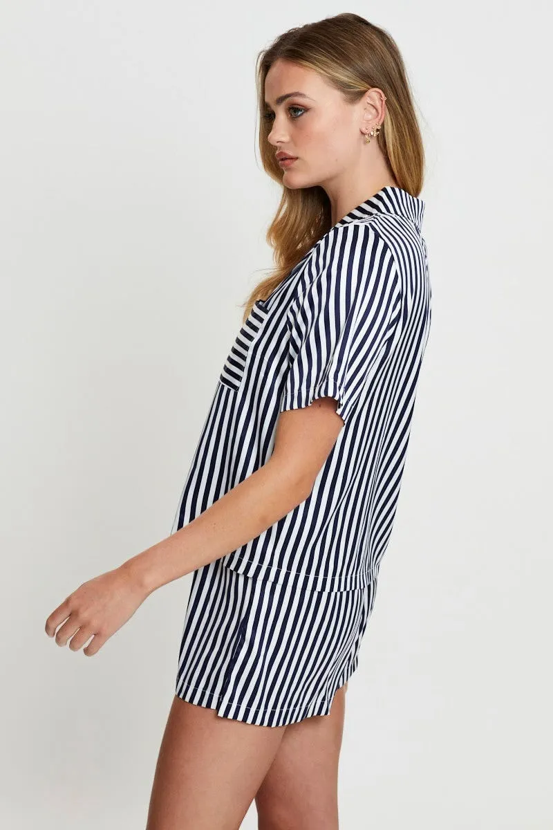 Stripe Satin Pajamas Set Short Sleeve sold by Ally Fashion product image thumbnail 4