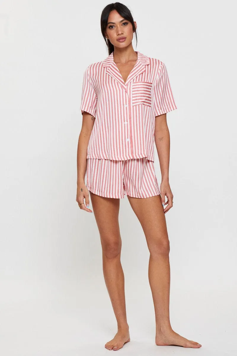 Stripe Satin Pajamas Set Short Sleeve sold by Ally Fashion product image thumbnail 2