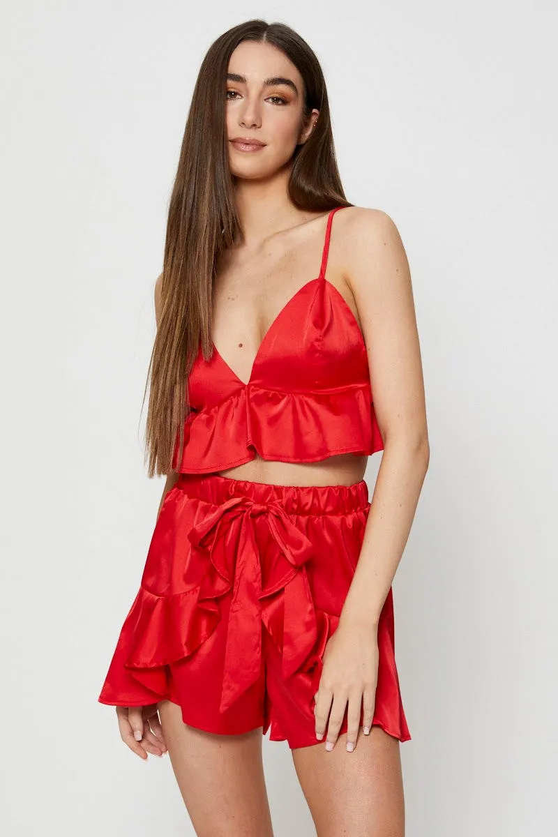 Red Bralette Pyjamas Set Satin sold by Ally Fashion product image thumbnail 3