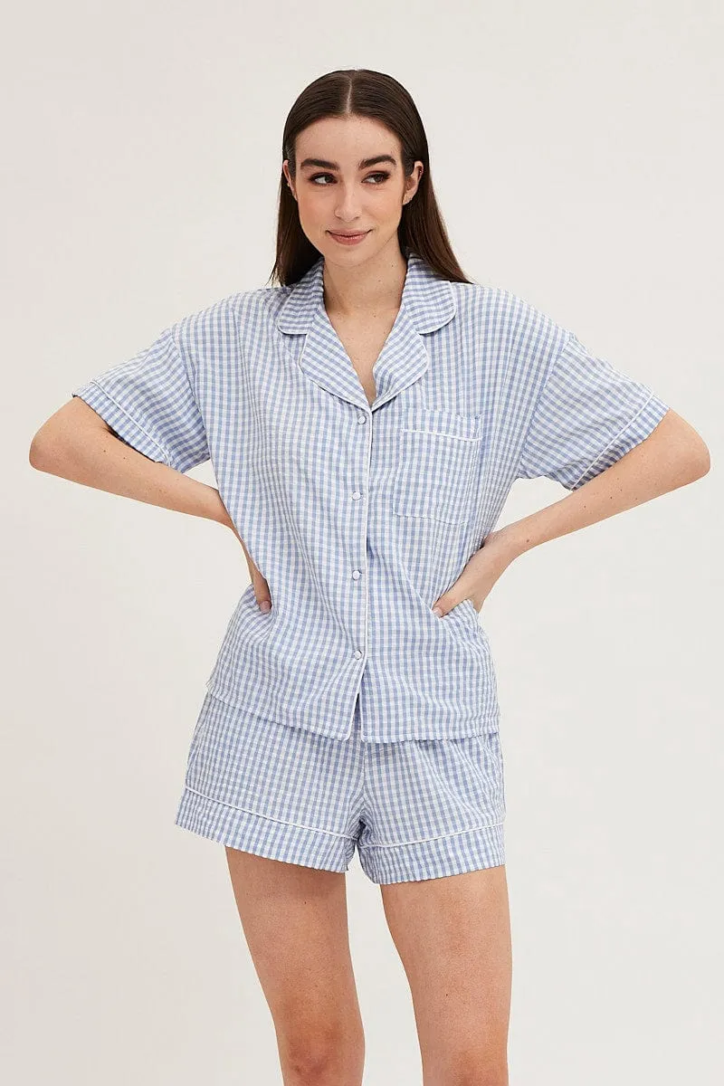 Check Contrast Piping Pajamas Set Short Sleeve sold by Ally Fashion product image thumbnail 3