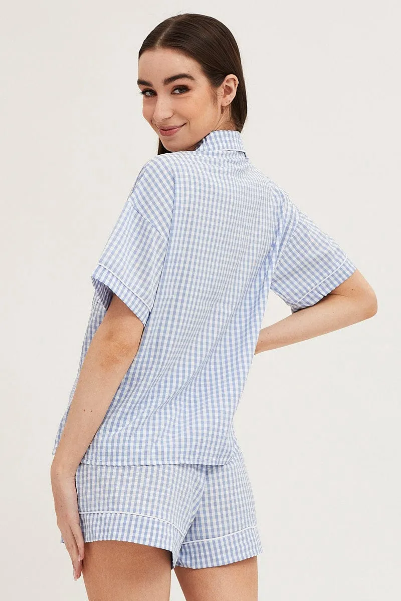 Check Contrast Piping Pajamas Set Short Sleeve sold by Ally Fashion product image thumbnail 5