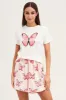 Multi Colour Short Sleeve & Shorts Pj Set sold by Ally Fashion