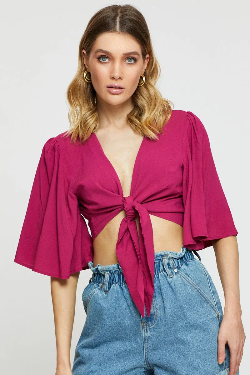Pink Crop Bolero Short Sleeve sold by Ally Fashion product image thumbnail 3
