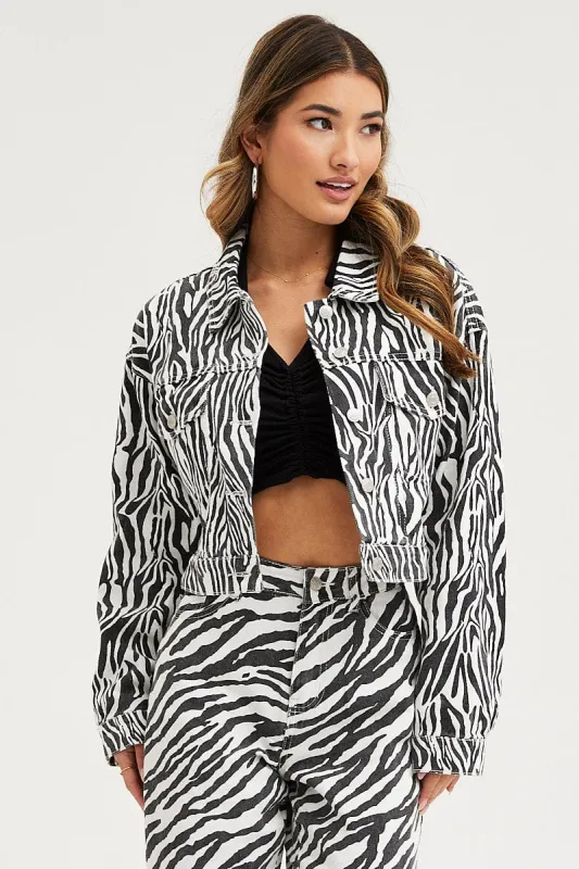 Print Demin Jacket Long Sleeve sold by Ally Fashion
