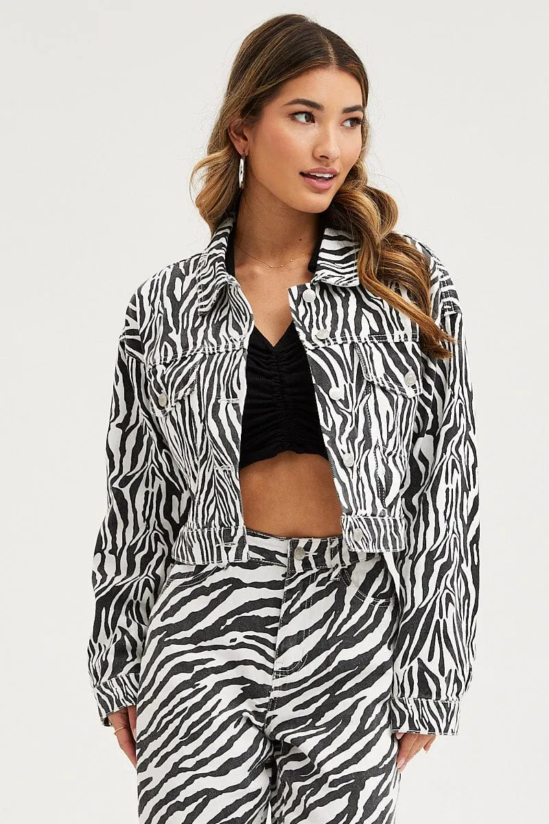Print Demin Jacket Long Sleeve sold by Ally Fashion