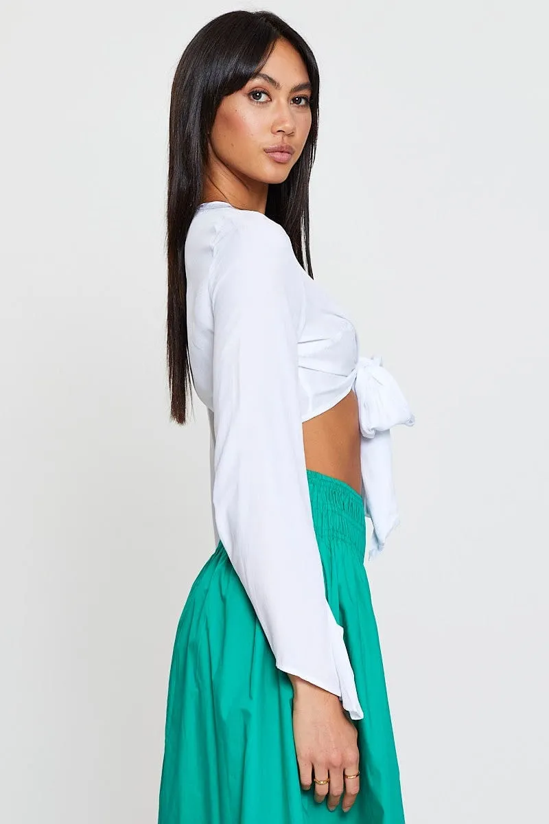 White Crop Bolero Long Sleeve sold by Ally Fashion product image thumbnail 5