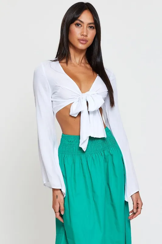 White Crop Bolero Long Sleeve sold by Ally Fashion