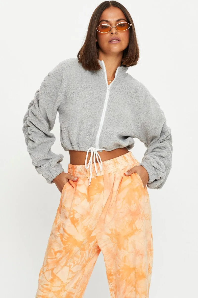 Grey Teddy Zip Front Jacket sold by Ally Fashion product image thumbnail 3