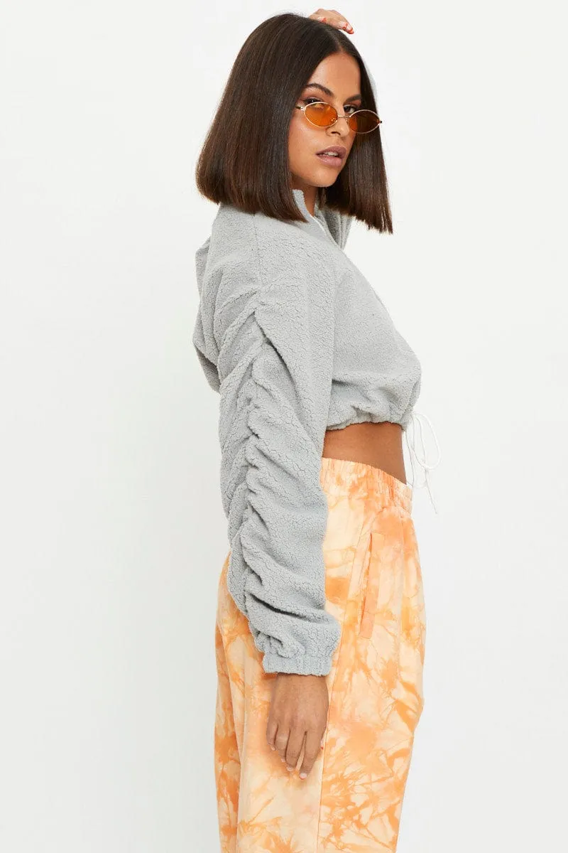 Grey Teddy Zip Front Jacket sold by Ally Fashion product image thumbnail 4