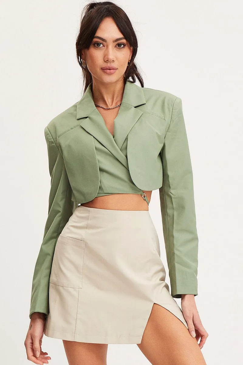 Green Crop Jacket Long Sleeve sold by Ally Fashion product image thumbnail 2