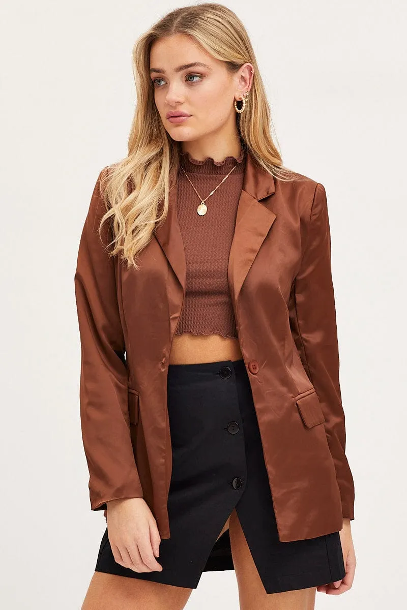 Brown Workwear Jacket Long Sleeve sold by Ally Fashion