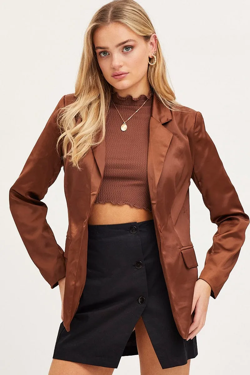 Brown Workwear Jacket Long Sleeve sold by Ally Fashion product image thumbnail 3