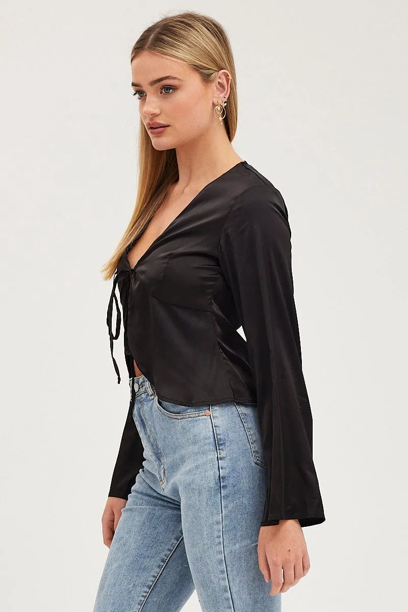 Black Satin Jacket Long Sleeve sold by Ally Fashion product image thumbnail 4