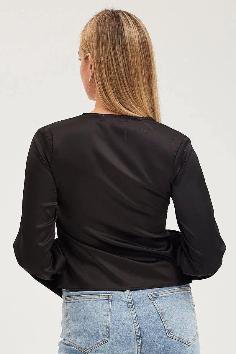 Black Satin Jacket Long Sleeve sold by Ally Fashion product image thumbnail 5