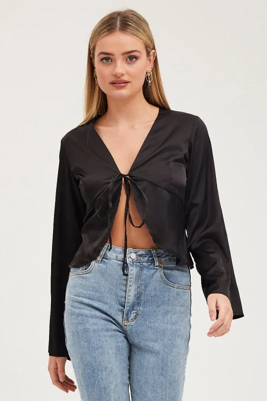 Black Satin Jacket Long Sleeve sold by Ally Fashion