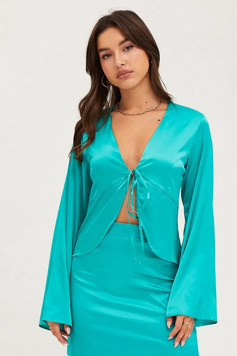 Green Satin Jacket Long Sleeve sold by Ally Fashion