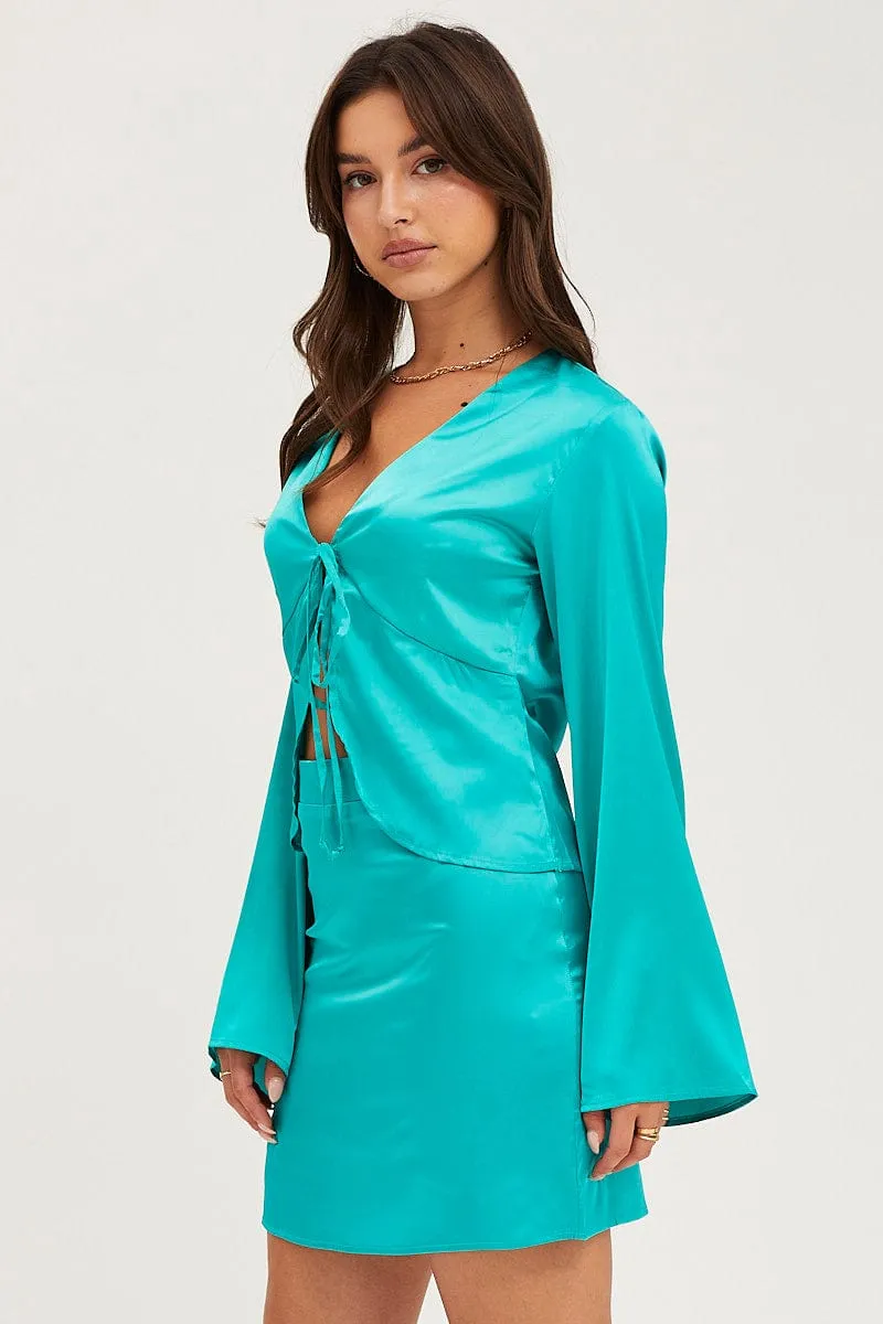 Green Satin Jacket Long Sleeve sold by Ally Fashion product image thumbnail 4