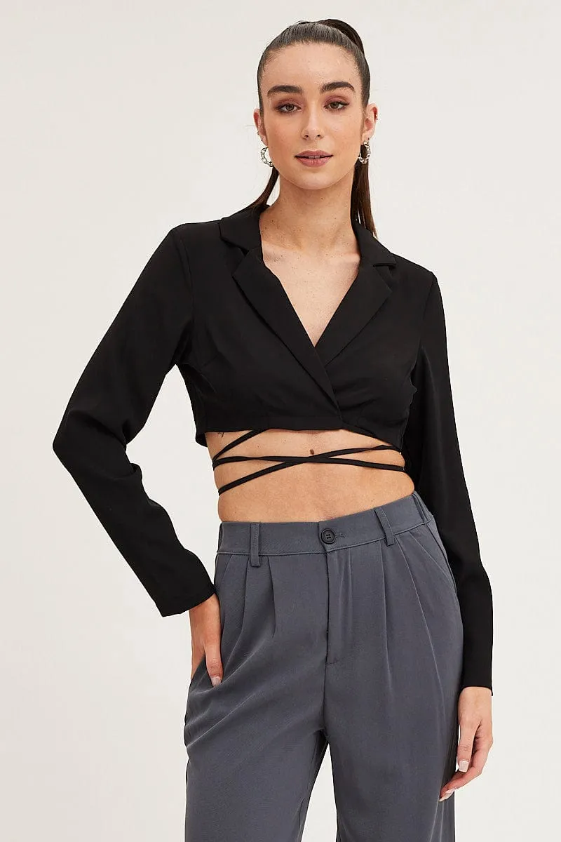 Black Crop Jacket Long Sleeve sold by Ally Fashion product image thumbnail 3