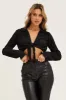 Black Crop Shirts Long Sleeve sold by Ally Fashion