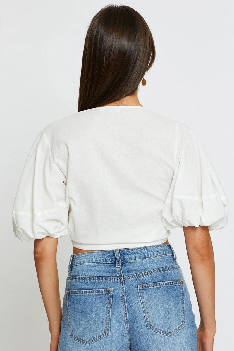 White Crop Bolero Short Sleeve sold by Ally Fashion product image thumbnail 5