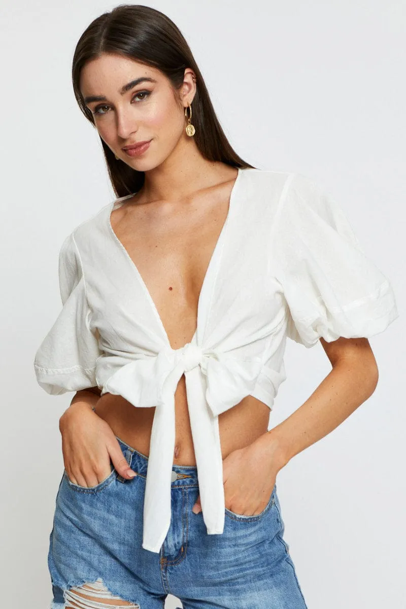 White Crop Bolero Short Sleeve sold by Ally Fashion