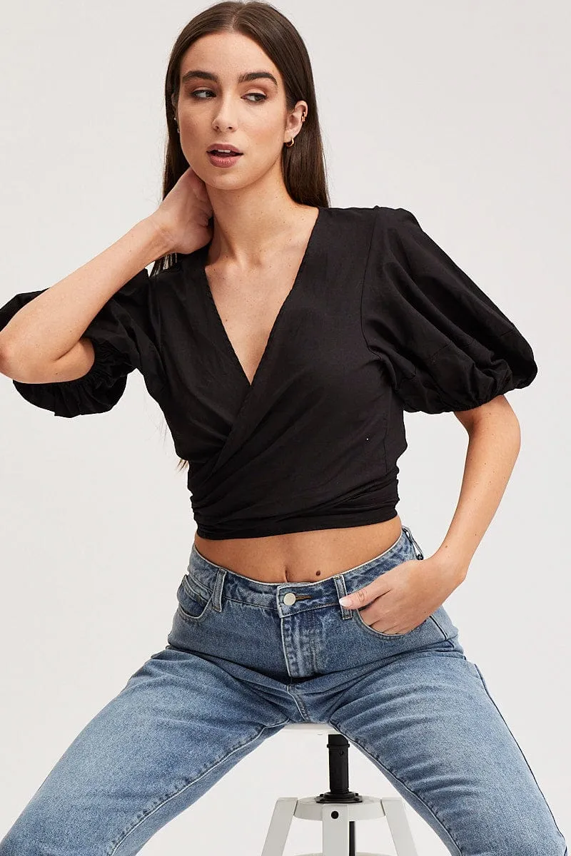 Black Crop Bolero Short Sleeve sold by Ally Fashion