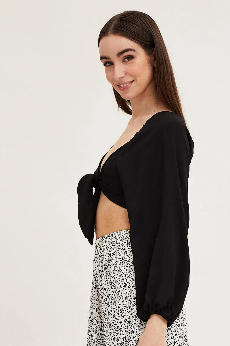 Black Crop Bolero Long Sleeve sold by Ally Fashion product image thumbnail 3