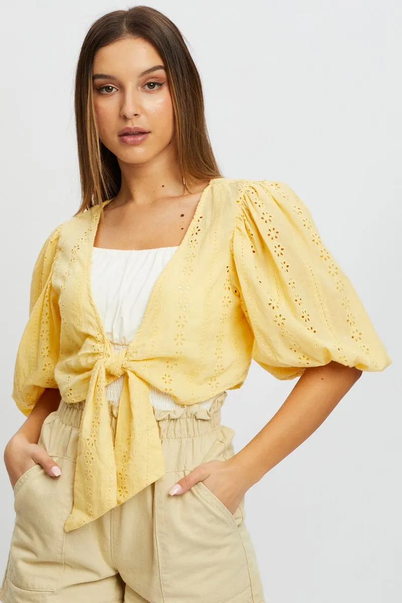 Yellow Broderie Bolero sold by Ally Fashion