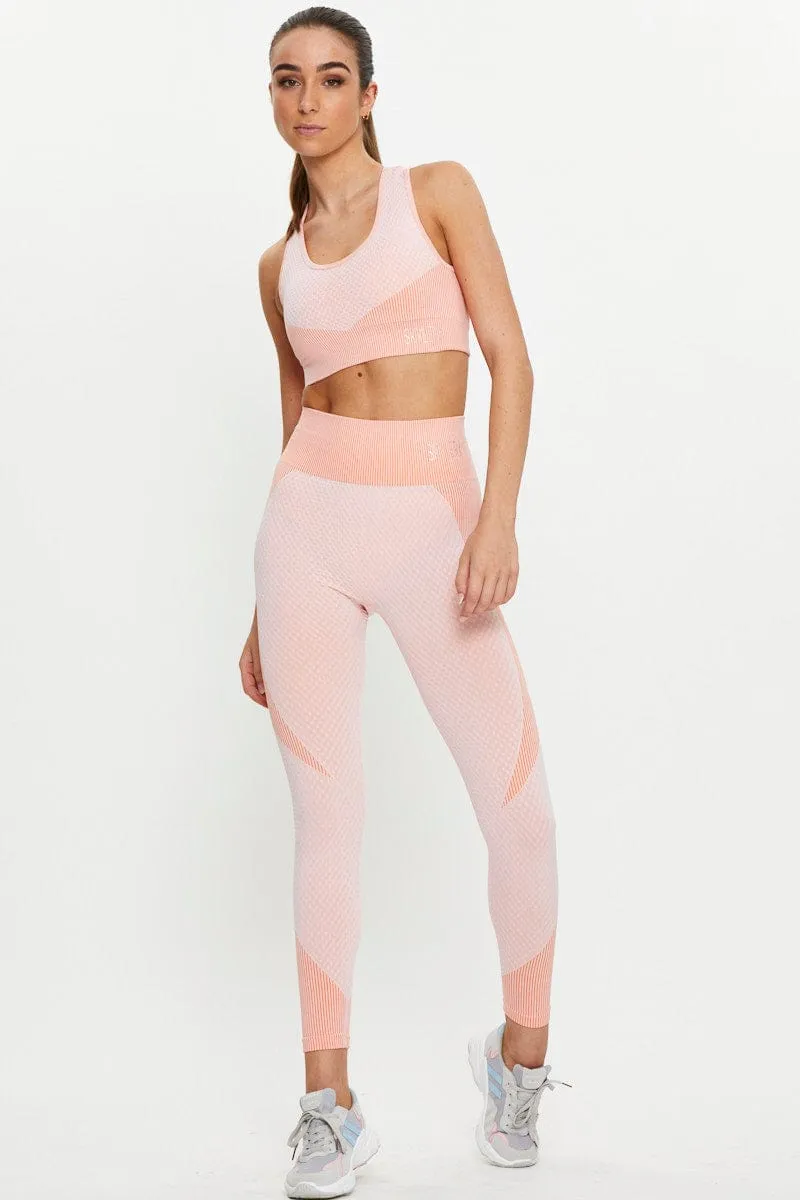 Orange Seamless Contrast Panel Activewear Sports Bra sold by Ally Fashion product image thumbnail 2